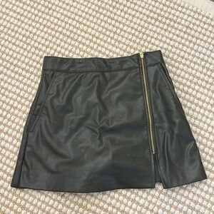 Dark green leather a skirt from zara
